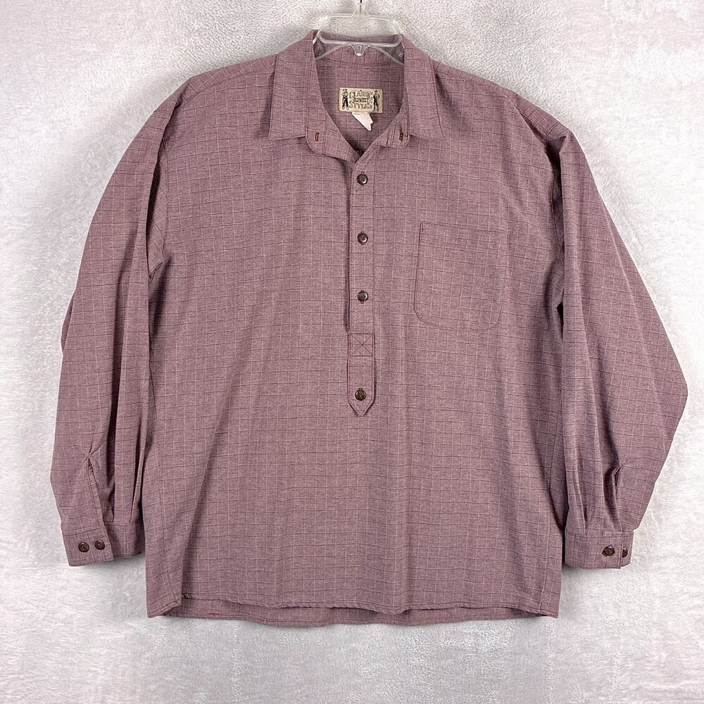 Classic Old West Styles Shirt Mens XL Red Windowpane Plaid Popover Western USA